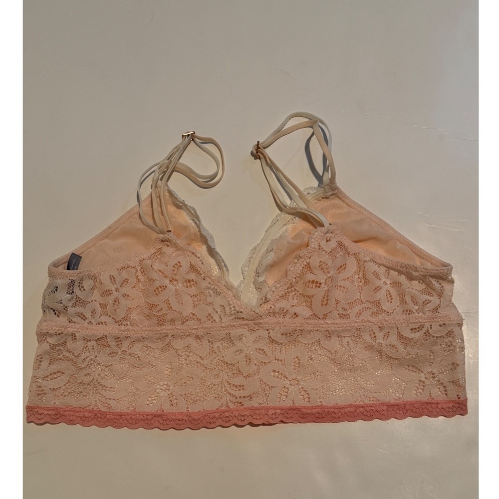 Aerie Floral Lace Bralette Peach Pink Adjustable Straps Size M - Picture 2 of 5